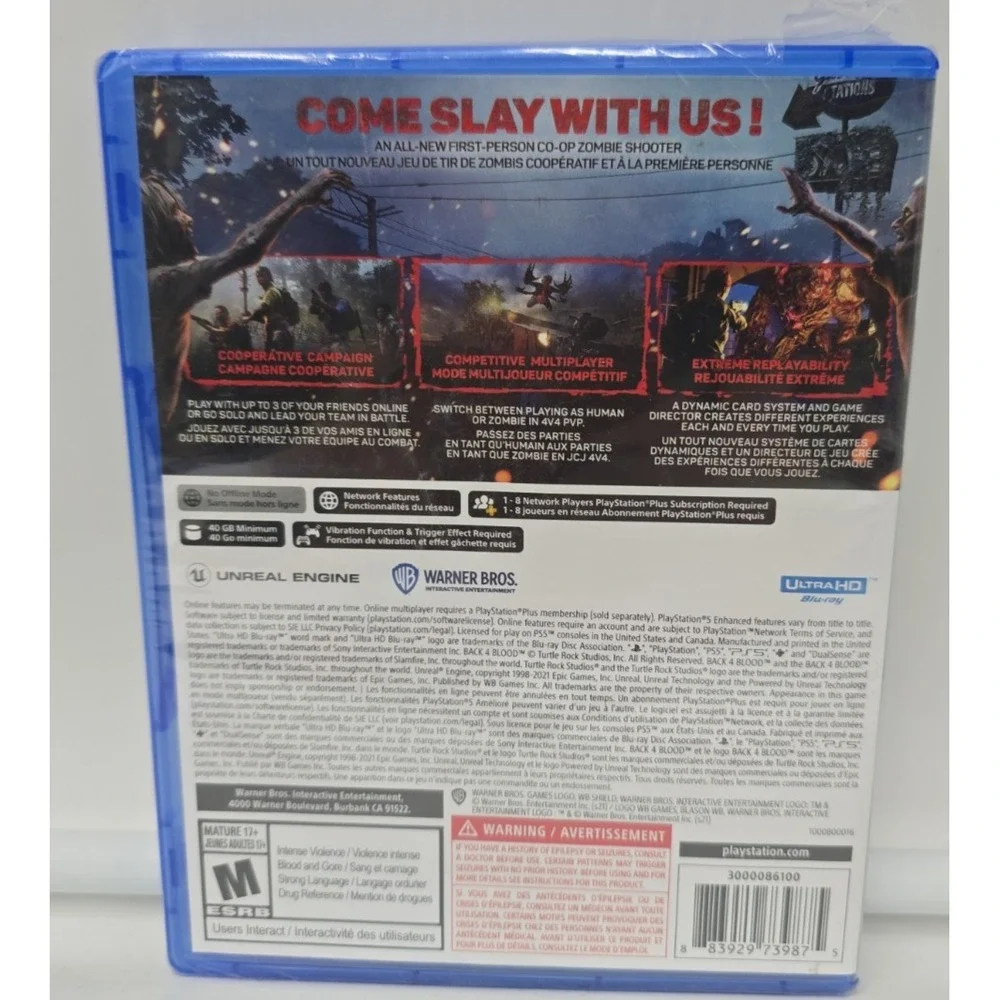NEW Back 4 Blood PS5 PlayStation 5 Zombie Survival Horror Co-Op FPS Video Game